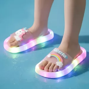 Pantufas LED para Crianças com Estampa de Unicórnio