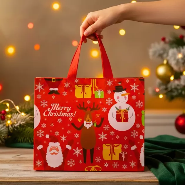 christmas gift bag, gift bag with handles, christmas tote bags