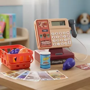 cash register with scanner toy, cash register toy, cash till toy