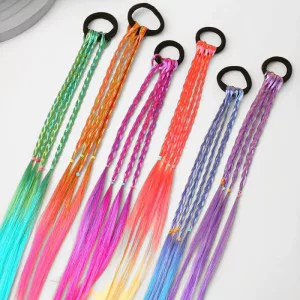Conjunto de 6 elásticos com tranças coloridas para crianças