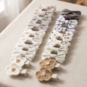Conjunto com 20 Presilhas de Cabelo de Tecido com Laço Fofo para Crianças