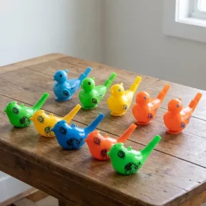 Conjunto de 10 Apitos Coloridos em Forma de Pássaro para Crianças