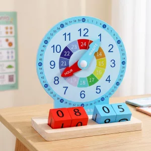 Brinquedo Educativo Montessori Interativo de Relógio para Ensinar as Horas