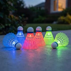Conjunto com 6 Volantes de Badminton de Nylon com LED Brilhante