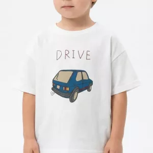 T-shirt Casual de Verão em Algodão com Carro para Crianças