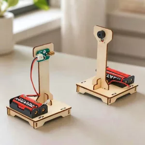 Brinquedo STEM DIY de Madeira para Experiência Científica com Modelo de Alarme Infravermelho