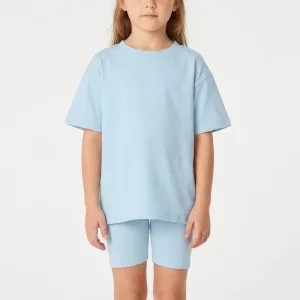 Conjunto infantil de camiseta de manga curta e shorts legging de algodão respirável
